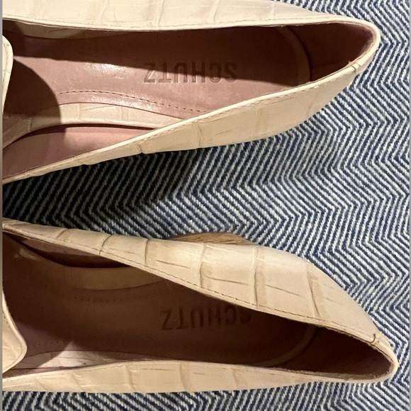 Schutz almond/beige leather block heels size 8 US - Picture 5 of 9